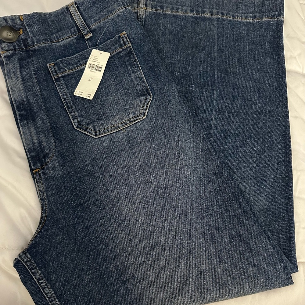 Pilcro Wide Leg Cropped Jeans in Medium Blue - Picture 4 of 4